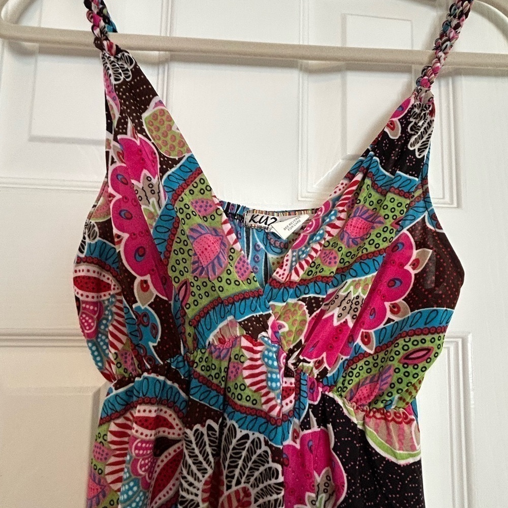 KU2 dress. Kokomo Unlimited. Spaghetti straps. Bright colors. Maxi length Size M - Picture 4 of 5